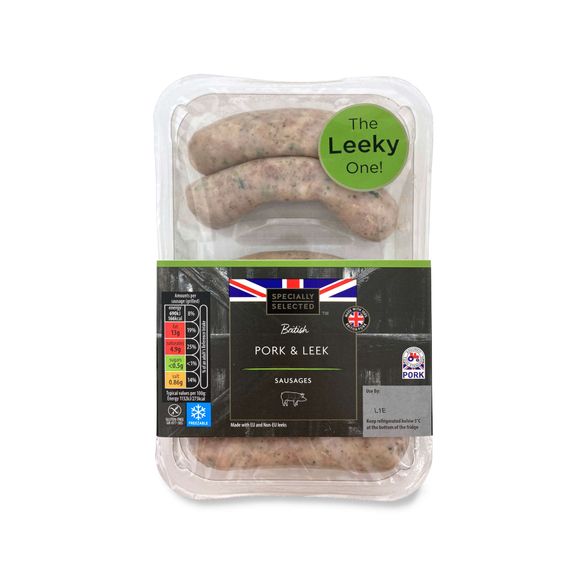 Specially Selected 6 British Pork And Leek Sausages 6 Pack Aldi 7538
